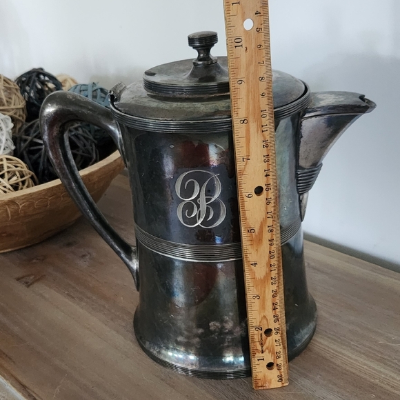 🫗Antique Eureka Quadruple Silver-Plated Engraved Pitcher – "B" Monogram Amazing - Picture 13 of 16